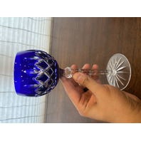 SET(12) AJKA Arabella Multicolored Cut To Clear Crystal Hock Wine Glasses 8.25"H