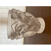 LARGE VTG LALIQUE Frosted Crystal BACCHANTES NUDE WOMAN Vase 9 5/8"H SIGNED