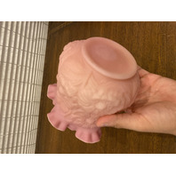 VTG FENTON Pink Satin Embossed POPPY Glass Vase 5.75"H