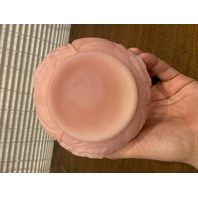 VTG FENTON Pink Satin Embossed POPPY Glass Vase 5.75"H