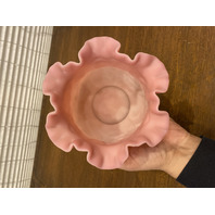 VTG FENTON Pink Satin Embossed POPPY Glass Vase 5.75"H