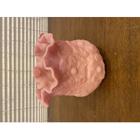 VTG FENTON Pink Satin Embossed POPPY Glass Vase 5.75"H