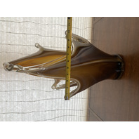 LARGE/HEAVY Carmel/Amber Murano-Style Freeform Art Glass Vase 22"H