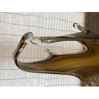 LARGE/HEAVY Carmel/Amber Murano-Style Freeform Art Glass Vase 22"H