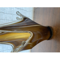 LARGE/HEAVY Carmel/Amber Murano-Style Freeform Art Glass Vase 22"H