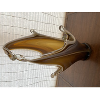 LARGE/HEAVY Carmel/Amber Murano-Style Freeform Art Glass Vase 22"H