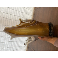 LARGE/HEAVY Carmel/Amber Murano-Style Freeform Art Glass Vase 22"H