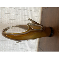 LARGE/HEAVY Carmel/Amber Murano-Style Freeform Art Glass Vase 22"H