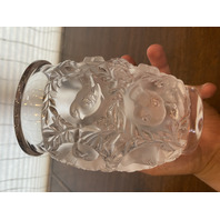 VTG LALIQUE Frosted Crystal BAGATELLE Birds Vase SIGNED 6.75"H FRANCE