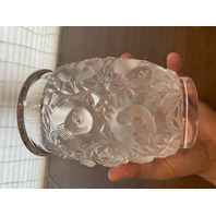 VTG LALIQUE Frosted Crystal BAGATELLE Birds Vase SIGNED 6.75"H FRANCE