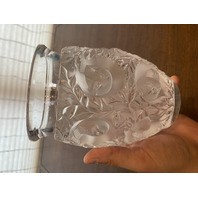 VTG LALIQUE Frosted Crystal BAGATELLE Birds Vase SIGNED 6.75"H FRANCE