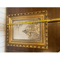 PAIR Of VTG Silver Relief Nature Scene Wooden Framed Plaques 17.75"W x 22.5"L