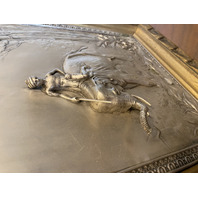 PAIR Of VTG Silver Relief Nature Scene Wooden Framed Plaques 17.75"W x 22.5"L