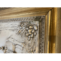 PAIR Of VTG Silver Relief Nature Scene Wooden Framed Plaques 17.75"W x 22.5"L