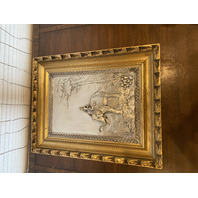 PAIR Of VTG Silver Relief Nature Scene Wooden Framed Plaques 17.75"W x 22.5"L