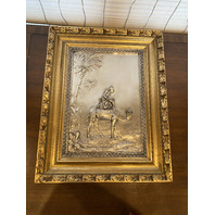 PAIR Of VTG Silver Relief Nature Scene Wooden Framed Plaques 17.75"W x 22.5"L