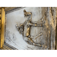 PAIR Of VTG Silver Relief Nature Scene Wooden Framed Plaques 17.75"W x 22.5"L