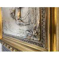 PAIR Of VTG Silver Relief Nature Scene Wooden Framed Plaques 17.75"W x 22.5"L