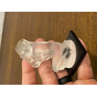 LALIQUE Crystal FLOREAL Nude Woman Figurine W/Black Base SIGNED, FRANCE 3.25"H