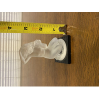 LALIQUE Crystal FLOREAL Nude Woman Figurine W/Black Base SIGNED, FRANCE 3.25"H