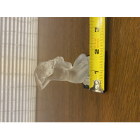 LALIQUE Crystal FLOREAL Nude Woman Figurine W/Black Base SIGNED, FRANCE 3.25"H