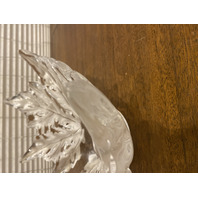 VTG LALIQUE Crystal CHAMPS ELYSEES Oval Shaped Leaf Centerpiece Bowl SIGNED 18"L