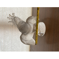 LARGE/HEAVY LALIQUE Crystal Frosted Crystal Cockatoo Sculpture SIGNED 11.5"H