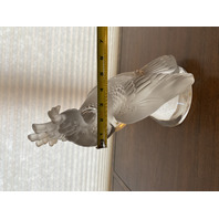 LARGE/HEAVY LALIQUE Crystal Frosted Crystal Cockatoo Sculpture SIGNED 11.5"H