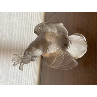 LARGE/HEAVY LALIQUE Crystal Frosted Crystal Cockatoo Sculpture SIGNED 11.5"H