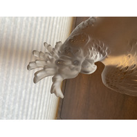 LARGE/HEAVY LALIQUE Crystal Frosted Crystal Cockatoo Sculpture SIGNED 11.5"H