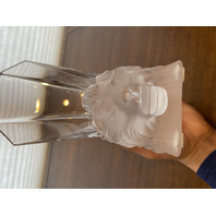 VTG LALIQUE Frosted Crystal VENISE DOUBLE LION HEAD Vase SIGNED 6.25"H FRANCE