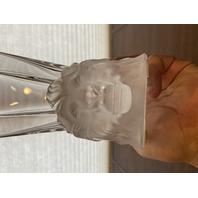 VTG LALIQUE Frosted Crystal VENISE DOUBLE LION HEAD Vase SIGNED 6.25"H FRANCE