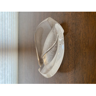 VTG LALIQUE Frosted Crystal PHILIPPINES Leaf Ashtray Bowl 7.25"L SIGNED, FRANCE