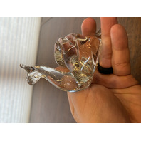 Hand Blown Clear Art Glass Spiral Shell Snail Paperweight 4.5"L