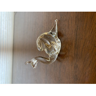 Hand Blown Clear Art Glass Spiral Shell Snail Paperweight 4.5"L