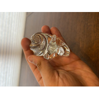 Hand Blown Clear Art Glass Spiral Shell Snail Paperweight 4.5"L