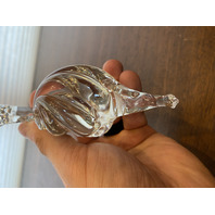 Hand Blown Clear Art Glass Spiral Shell Snail Paperweight 4.5"L