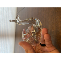 Hand Blown Clear Art Glass Spiral Shell Snail Paperweight 4.5"L
