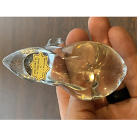 Hand Blown Clear Art Glass Laying Dog Paperweight 3.5"L