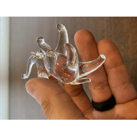 Small Hand Blown Clear Art Glass TRUNK UP Elephant Figurine 3"H