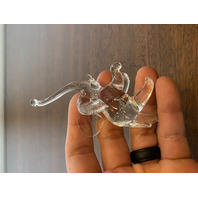 Small Hand Blown Clear Art Glass TRUNK UP Elephant Figurine 3"H