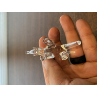 Small Hand Blown Clear Art Glass TRUNK UP Elephant Figurine 3"H