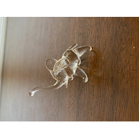 Small Hand Blown Clear Art Glass TRUNK UP Elephant Figurine 3"H