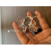 Small Hand Blown Clear Art Glass TRUNK UP Elephant Figurine 3"H