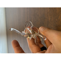 Small Hand Blown Clear Art Glass TRUNK UP Elephant Figurine 3"H