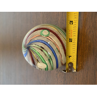 VTG MURANO Multicolored MILLEFIORI & LATTICINO Ribbon Glass Paperweight 2.75"H