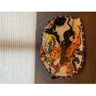 Fitz & Floyd WITCH HAZEL Black Cat Platter W/BOX HALLOWEEN Theme 15"L