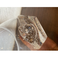 VTG STEUBEN Crystal Oceana Bowl W/Bubbles By DAVID BOWLER SIGNED 7.5"H