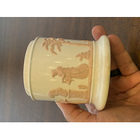 RARE VTG Wedgwood Queensware Pink On Cream Neoclassical Scene Lidded Jar 4.75"H