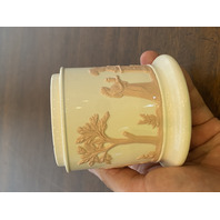 RARE VTG Wedgwood Queensware Pink On Cream Neoclassical Scene Lidded Jar 4.75"H